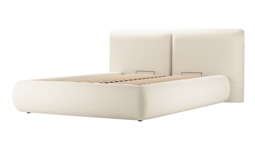 Upholstered bed Agape 4'6 with lift-up frame and bedding storage